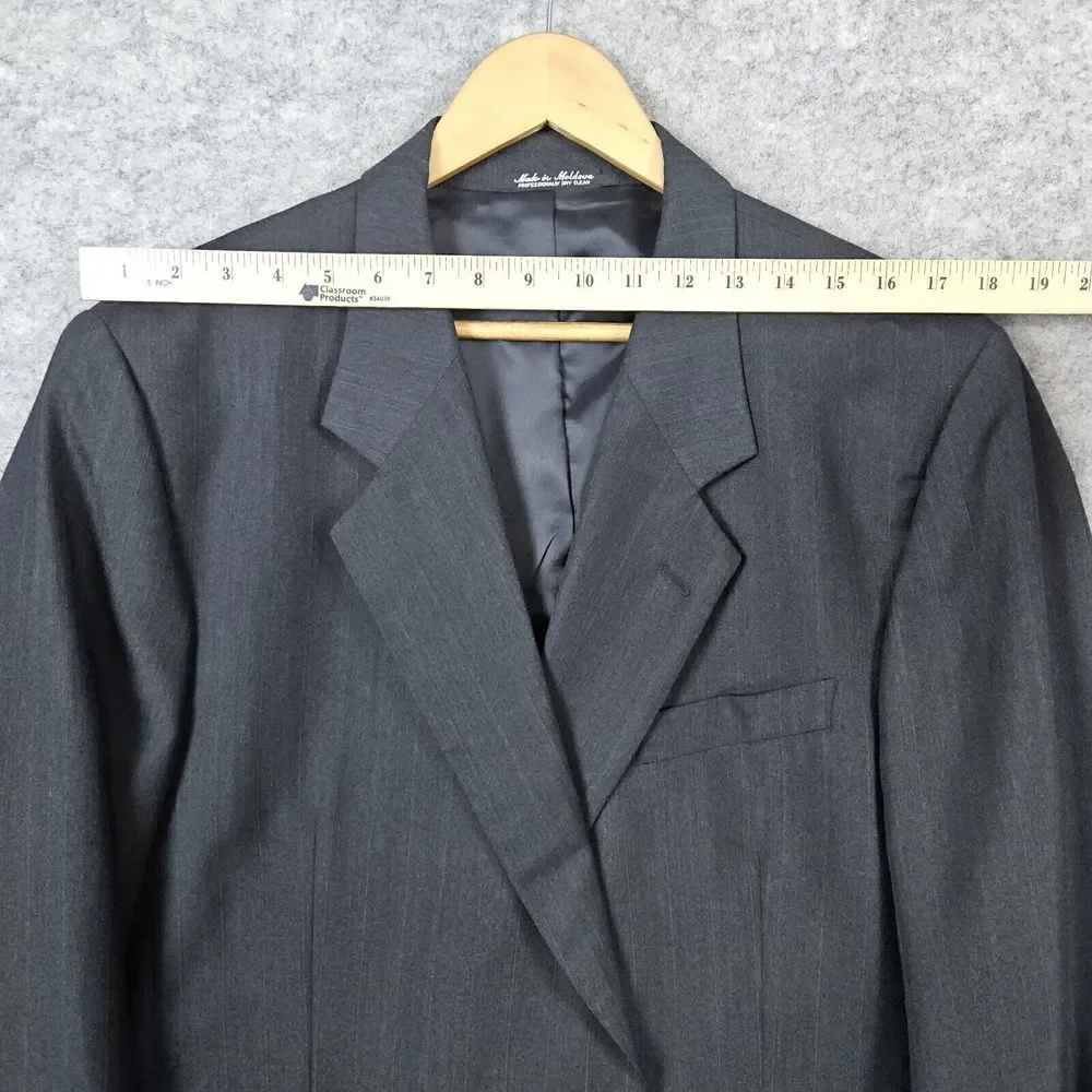 Kilburne Finch Men's Blazer Charcoal Pinstriped Size 44R S&K 2-Button Wool Blend